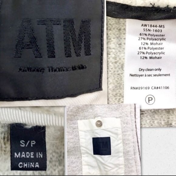 ATM mohair blend Cocoon Hooded front zip ivory Coat size Small - Picture 5 of 6